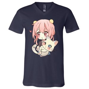 Anime And Cats Lover For N Manga Kawaii Graphic Otaku Gift V-Neck T-Shirt