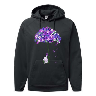 Alzheimer Awareness Cute Elephant I Will Remember For You Performance Fleece Hoodie