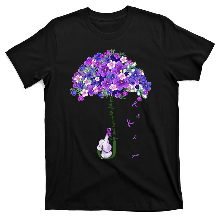 Alzheimer Awareness Cute Elephant I Will Remember For You T-Shirt