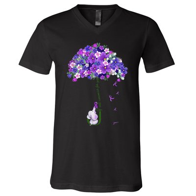 Alzheimer Awareness Cute Elephant I Will Remember For You V-Neck T-Shirt