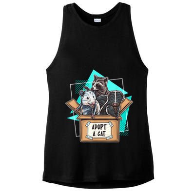 Adopt A Cat Raccoon Opossum SKunk StreetCat Trash Panda Ladies PosiCharge Tri-Blend Wicking Tank