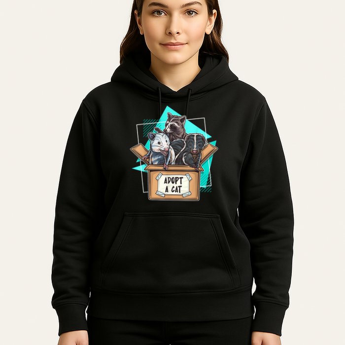 Adopt A Cat Raccoon Opossum SKunk StreetCat Trash Panda Hoodie