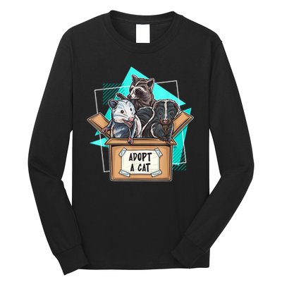 Adopt A Cat Raccoon Opossum SKunk StreetCat Trash Panda Long Sleeve Shirt