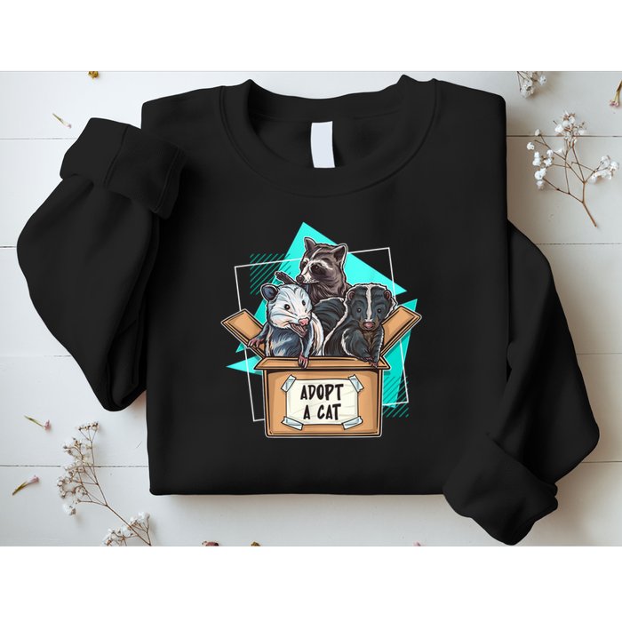 Adopt A Cat Raccoon Opossum SKunk StreetCat Trash Panda Sweatshirt