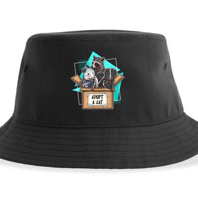 Adopt A Cat Raccoon Opossum SKunk StreetCat Trash Panda Sustainable Bucket Hat