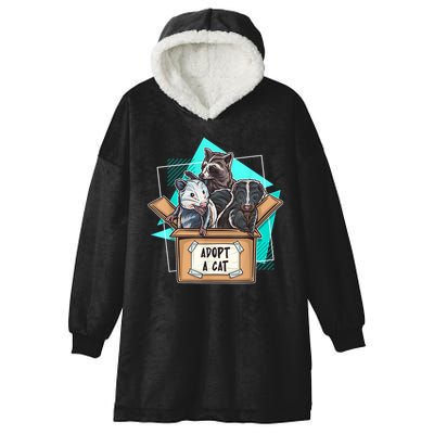 Adopt A Cat Raccoon Opossum SKunk StreetCat Trash Panda Hooded Wearable Blanket