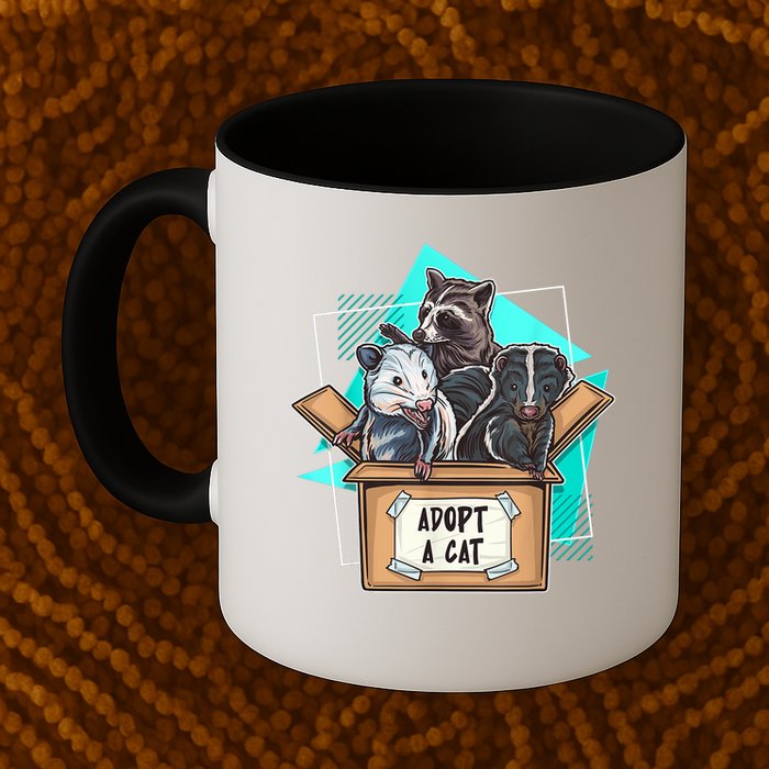 Adopt A Cat Raccoon Opossum SKunk StreetCat Trash Panda Mug