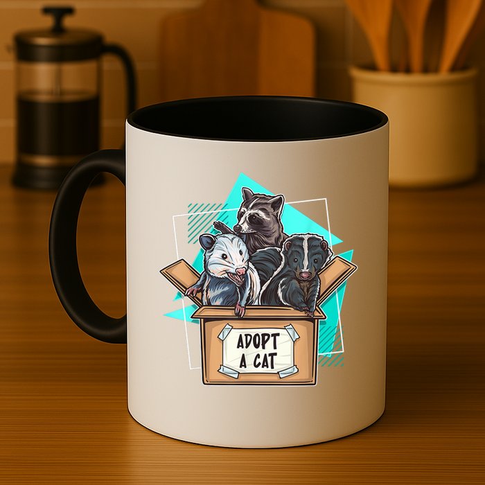 Adopt A Cat Raccoon Opossum SKunk StreetCat Trash Panda Mug