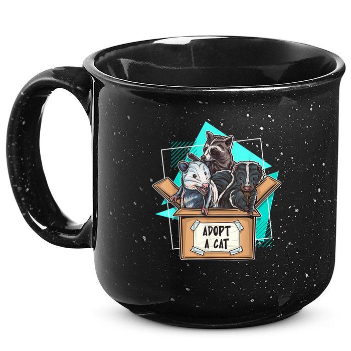 Adopt A Cat Raccoon Opossum SKunk StreetCat Trash Panda 15oz Campfire Ceramic Mug
