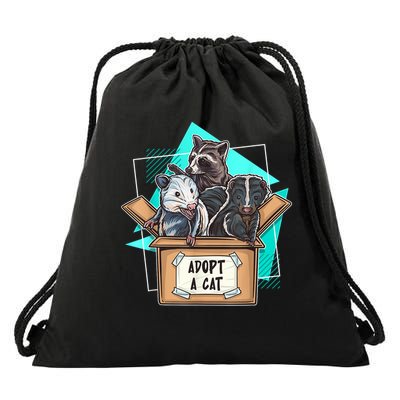 Adopt A Cat Raccoon Opossum SKunk StreetCat Trash Panda Drawstring Bag