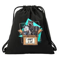Adopt A Cat Raccoon Opossum SKunk StreetCat Trash Panda Drawstring Bag