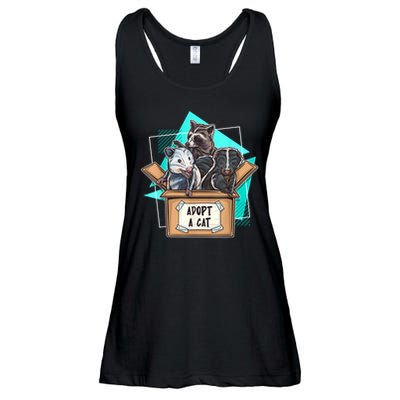 Adopt A Cat Raccoon Opossum SKunk StreetCat Trash Panda Ladies Essential Flowy Tank