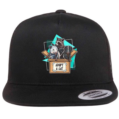 Adopt A Cat Raccoon Opossum SKunk StreetCat Trash Panda Flatbill Hat