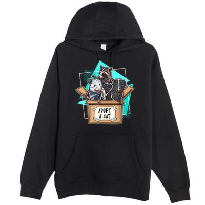 Adopt A Cat Raccoon Opossum SKunk StreetCat Trash Panda Premium Pullover Hoodie