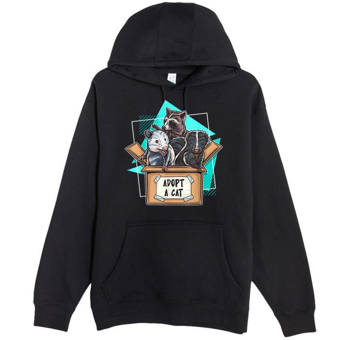 Adopt A Cat Raccoon Opossum SKunk StreetCat Trash Panda Premium Pullover Hoodie