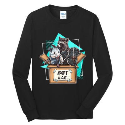 Adopt A Cat Raccoon Opossum SKunk StreetCat Trash Panda Tall Long Sleeve T-Shirt