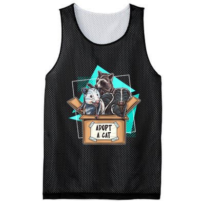 Adopt A Cat Raccoon Opossum SKunk StreetCat Trash Panda Mesh Reversible Basketball Jersey Tank