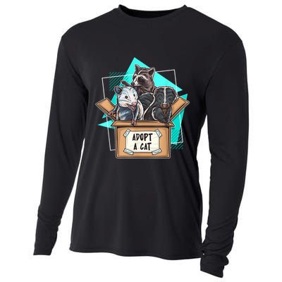 Adopt A Cat Raccoon Opossum SKunk StreetCat Trash Panda Cooling Performance Long Sleeve Crew
