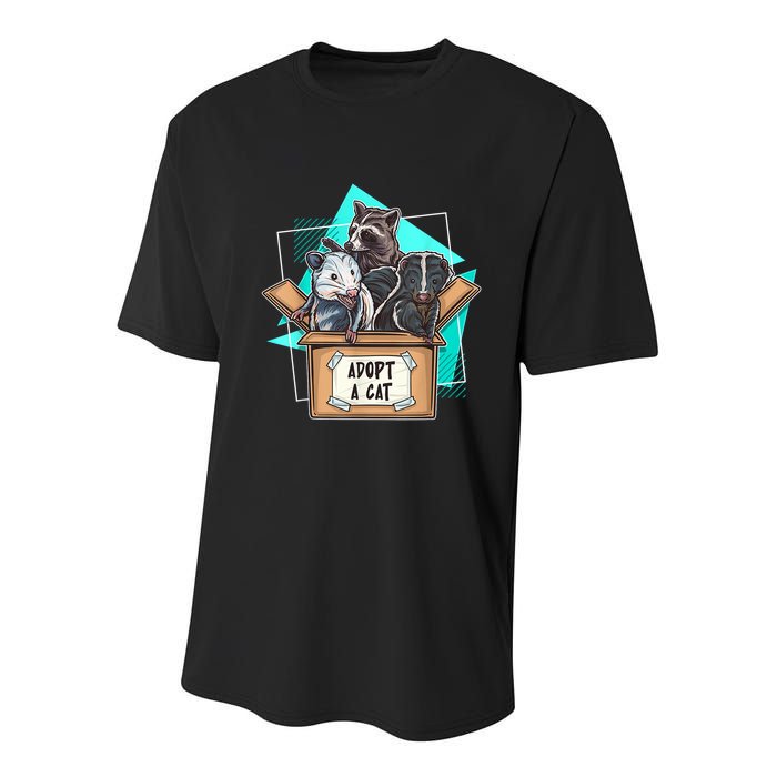 Adopt A Cat Raccoon Opossum SKunk StreetCat Trash Panda Youth Performance Sprint T-Shirt