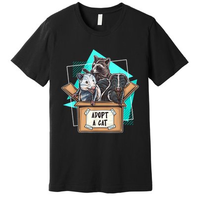 Adopt A Cat Raccoon Opossum SKunk StreetCat Trash Panda Premium T-Shirt