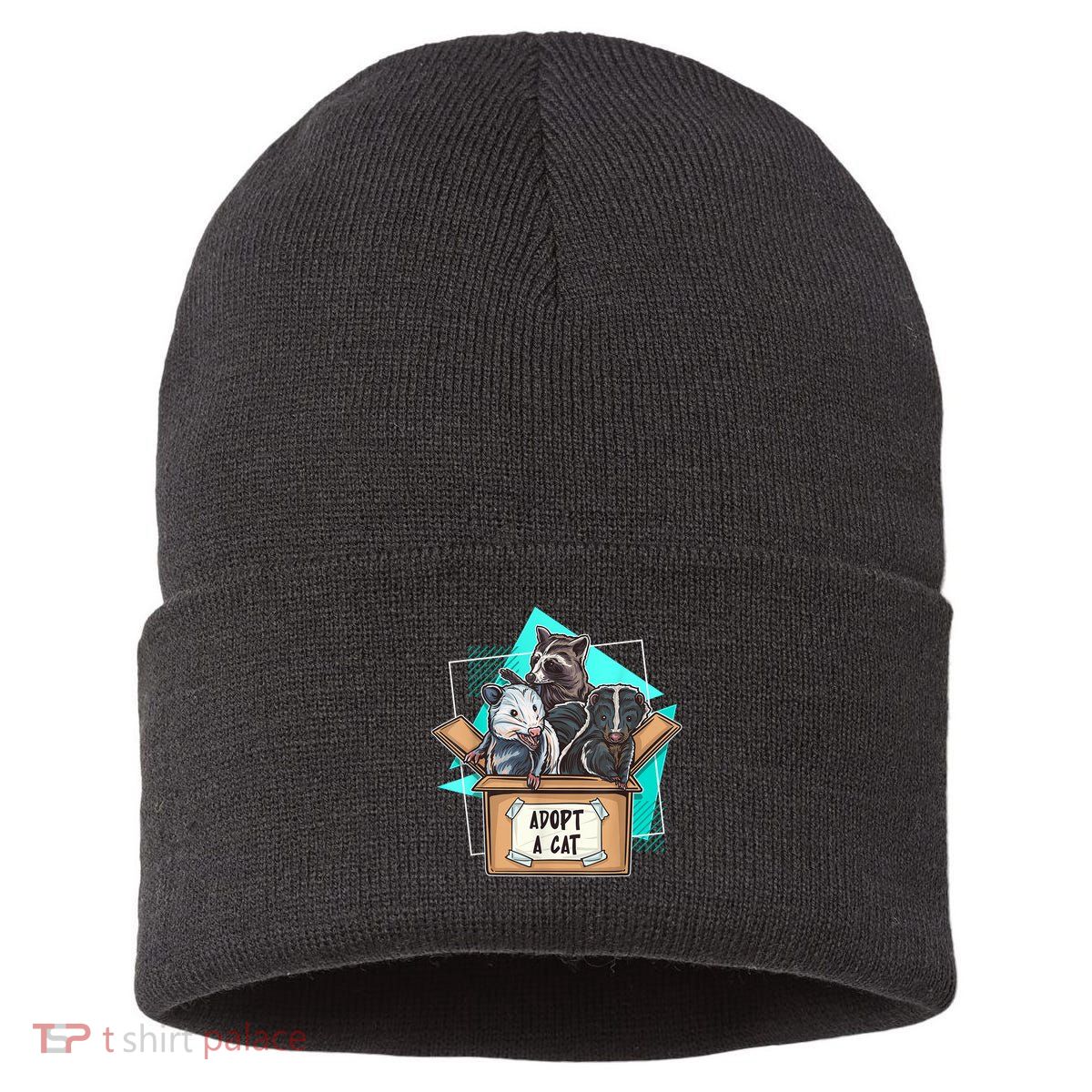 Adopt A Cat Raccoon Opossum SKunk StreetCat Trash Panda Sustainable Knit Beanie