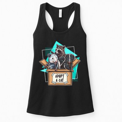 Adopt A Cat Raccoon Opossum SKunk StreetCat Trash Panda Womens Tank Top