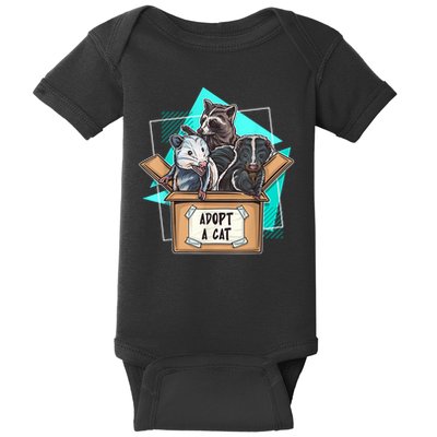 Adopt A Cat Raccoon Opossum SKunk StreetCat Trash Panda Baby Bodysuit