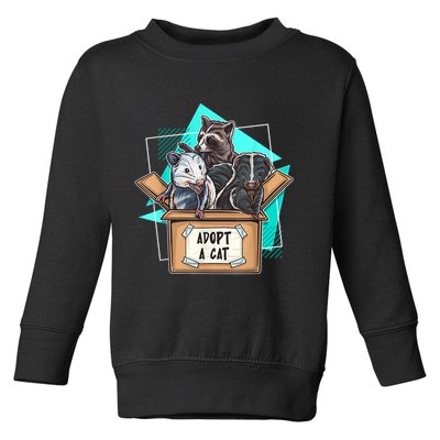 Adopt A Cat Raccoon Opossum SKunk StreetCat Trash Panda Toddler Sweatshirt