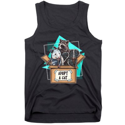 Adopt A Cat Raccoon Opossum SKunk StreetCat Trash Panda Tank Top