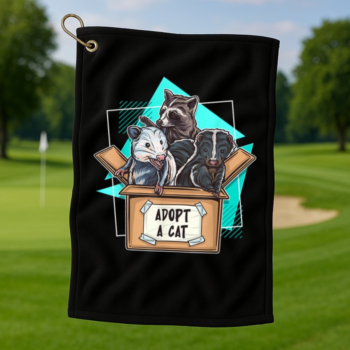 Adopt A Cat Raccoon Opossum SKunk StreetCat Trash Panda Golf Towel
