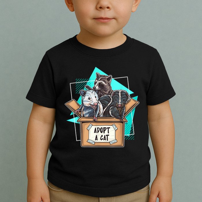 Adopt A Cat Raccoon Opossum SKunk StreetCat Trash Panda Toddler T-Shirt