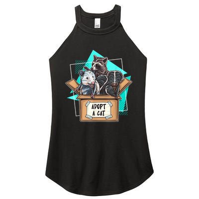 Adopt A Cat Raccoon Opossum SKunk StreetCat Trash Panda Women's Perfect Tri Rocker Tank