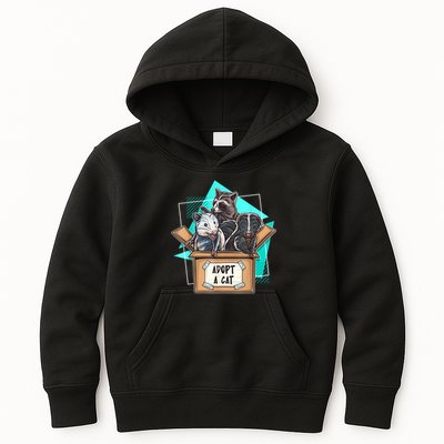 Adopt A Cat Raccoon Opossum SKunk StreetCat Trash Panda Kids Hoodie