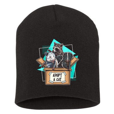 Adopt A Cat Raccoon Opossum SKunk StreetCat Trash Panda Short Acrylic Beanie