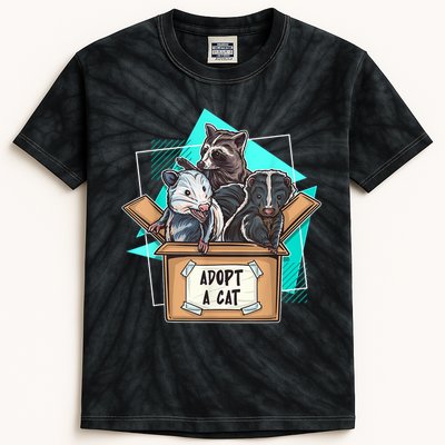 Adopt A Cat Raccoon Opossum SKunk StreetCat Trash Panda Kids Tie-Dye T-Shirt