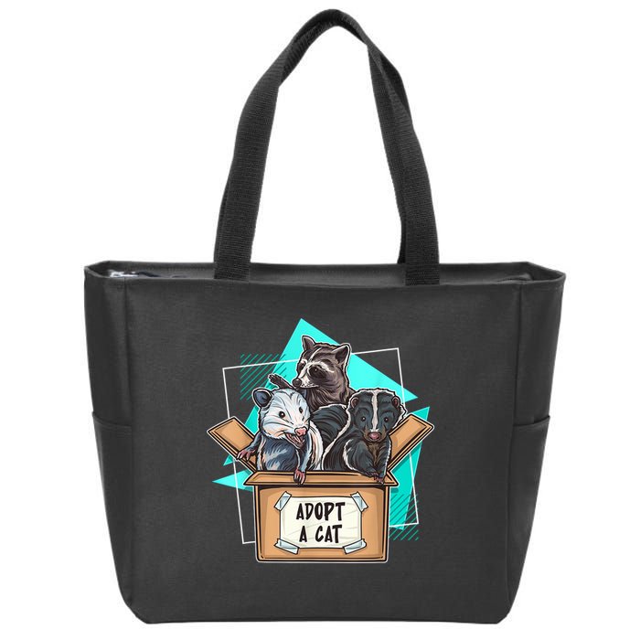 Adopt A Cat Raccoon Opossum SKunk StreetCat Trash Panda Zip Tote Bag