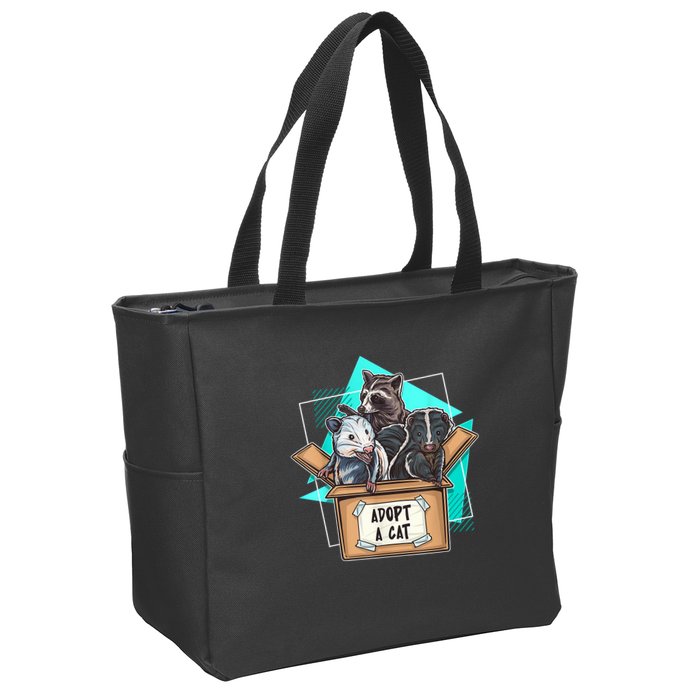 Adopt A Cat Raccoon Opossum SKunk StreetCat Trash Panda Zip Tote Bag