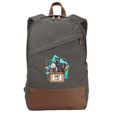 Adopt A Cat Raccoon Opossum SKunk StreetCat Trash Panda Cotton Canvas Backpack