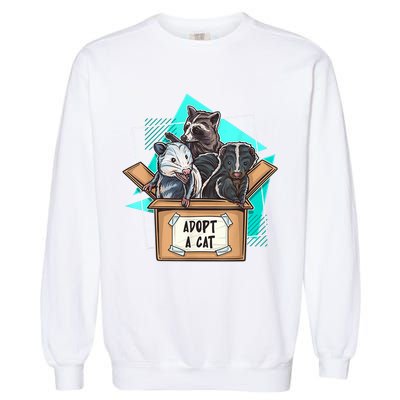 Adopt A Cat Raccoon Opossum SKunk StreetCat Trash Panda Garment-Dyed Sweatshirt