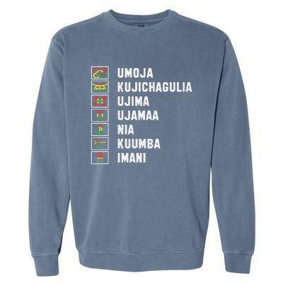 African American Christmas Kwanzaa Seven Principles Garment-Dyed Sweatshirt