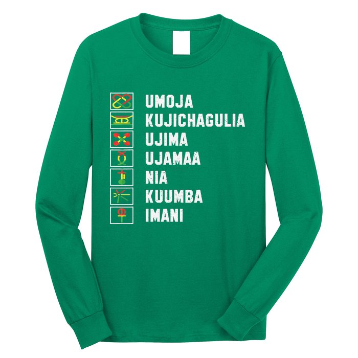 African American Christmas Kwanzaa Seven Principles Long Sleeve Shirt