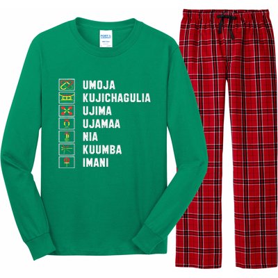 African American Christmas Kwanzaa Seven Principles Long Sleeve Pajama Set