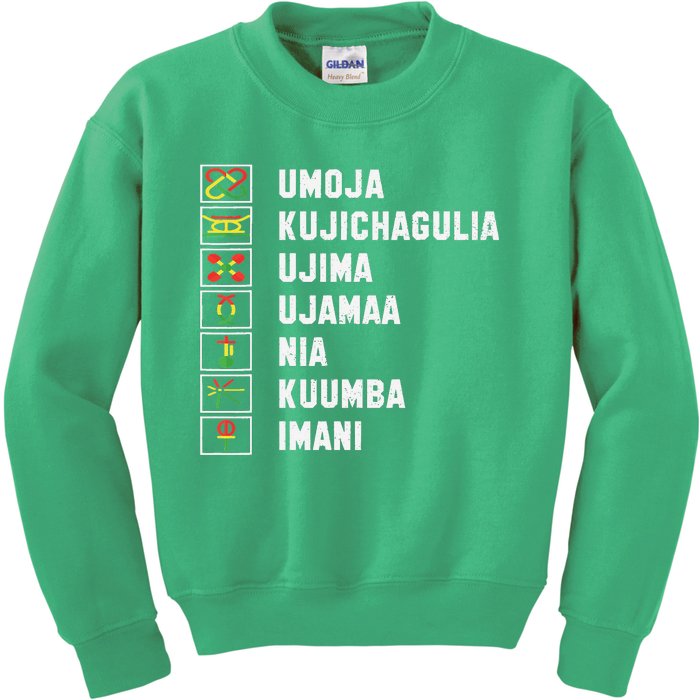 African American Christmas Kwanzaa Seven Principles Kids Sweatshirt