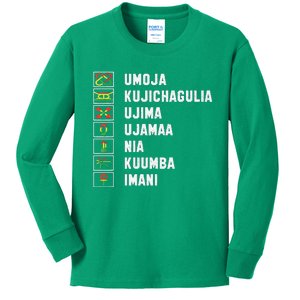 African American Christmas Kwanzaa Seven Principles Kids Long Sleeve Shirt