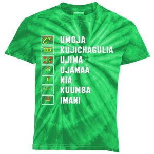 African American Christmas Kwanzaa Seven Principles Kids Tie-Dye T-Shirt