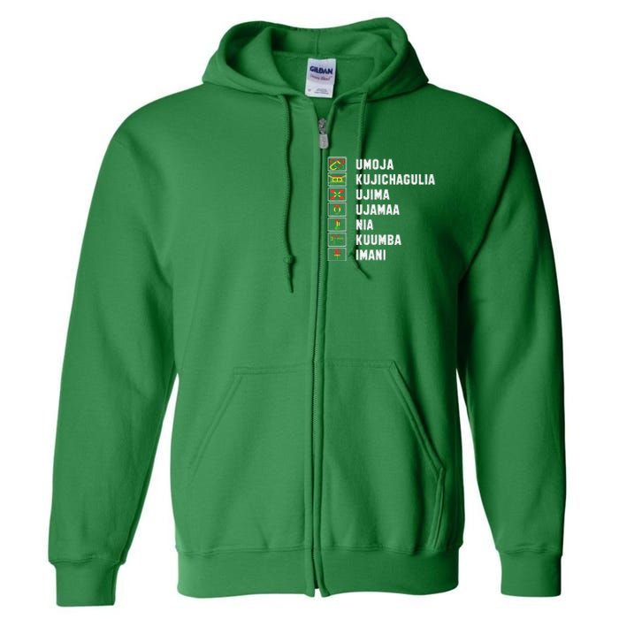 African American Christmas Kwanzaa Seven Principles Full Zip Hoodie