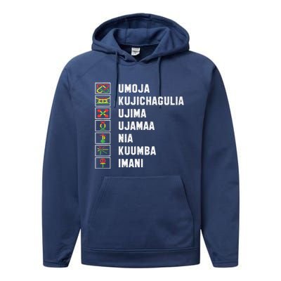 African American Christmas Kwanzaa Seven Principles Performance Fleece Hoodie