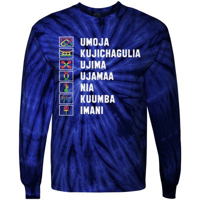 African American Christmas Kwanzaa Seven Principles Tie-Dye Long Sleeve Shirt