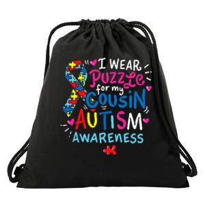 Autism Awareness Cousin funny support awareness month Drawstring Bag