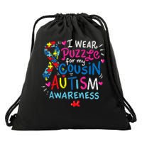 Autism Awareness Cousin funny support awareness month Drawstring Bag